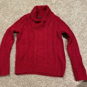 Red cowl neck knitted sweater